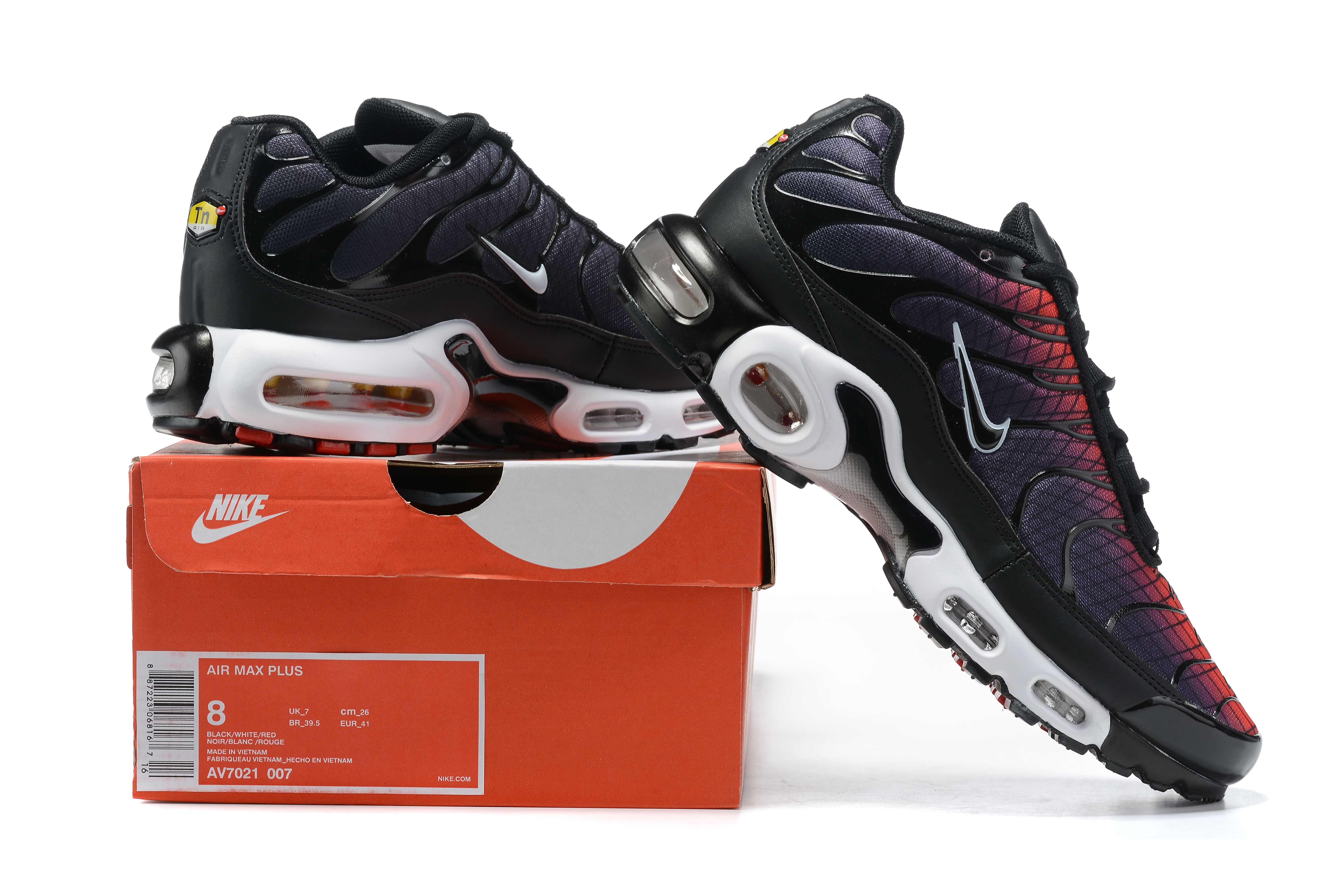 2021 Nike Air Max Plus Black Red White Running Shoes - Click Image to Close